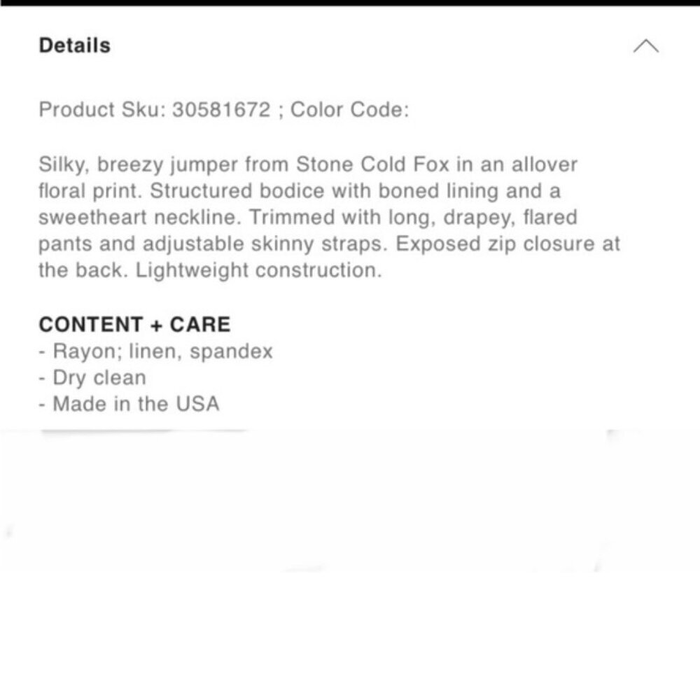 Stone Cold Fox Jerry Jumpsuit Size XS/Small (SCF Size 1) Floral Rose Linen - Picture 16 of 16